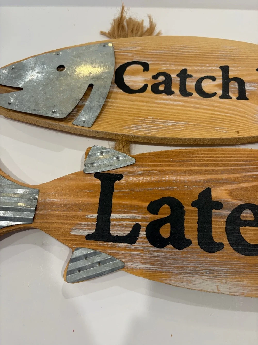 Hobby Lobby Wooden Fish Wall Sign in Brown and Gray